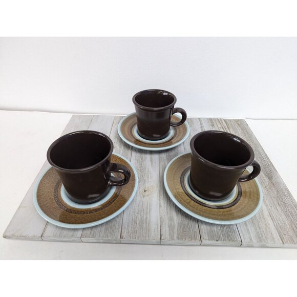 Vintage Stoneware Franciscan Tea Coffee Cups & Saucers Set Of 3 - Picture 2 of 14